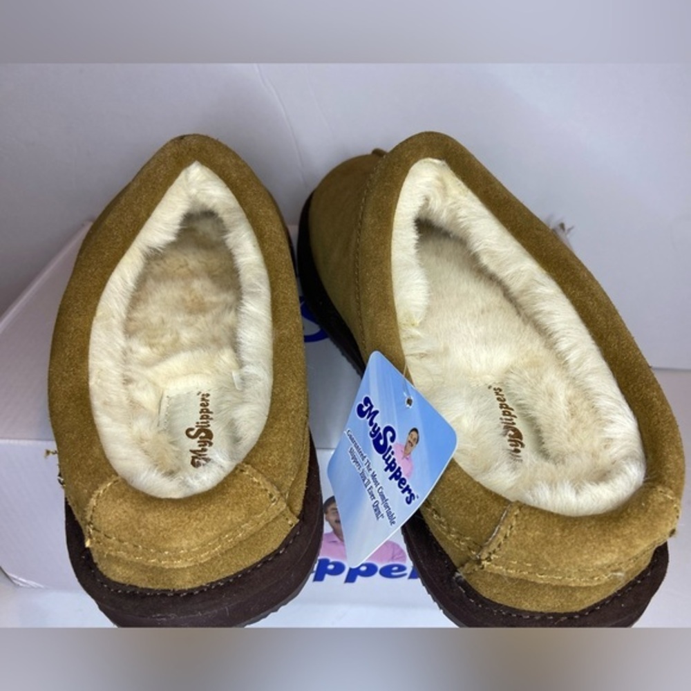 MySlippers Men's Slip-On Slippers, Size 8, Chestnut Brown, New in Original Box - Picture 10 of 16